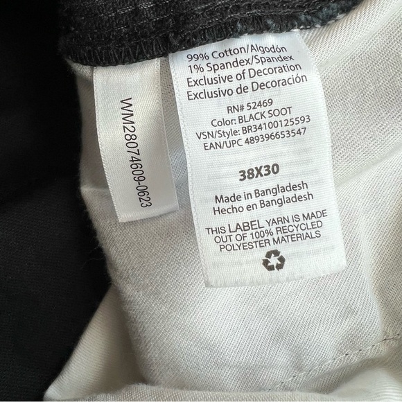 Upcycled Black & Camo Super Baggy Brahma Carpenter Jeans Raw Hem Size 40X25 - Picture 4 of 6